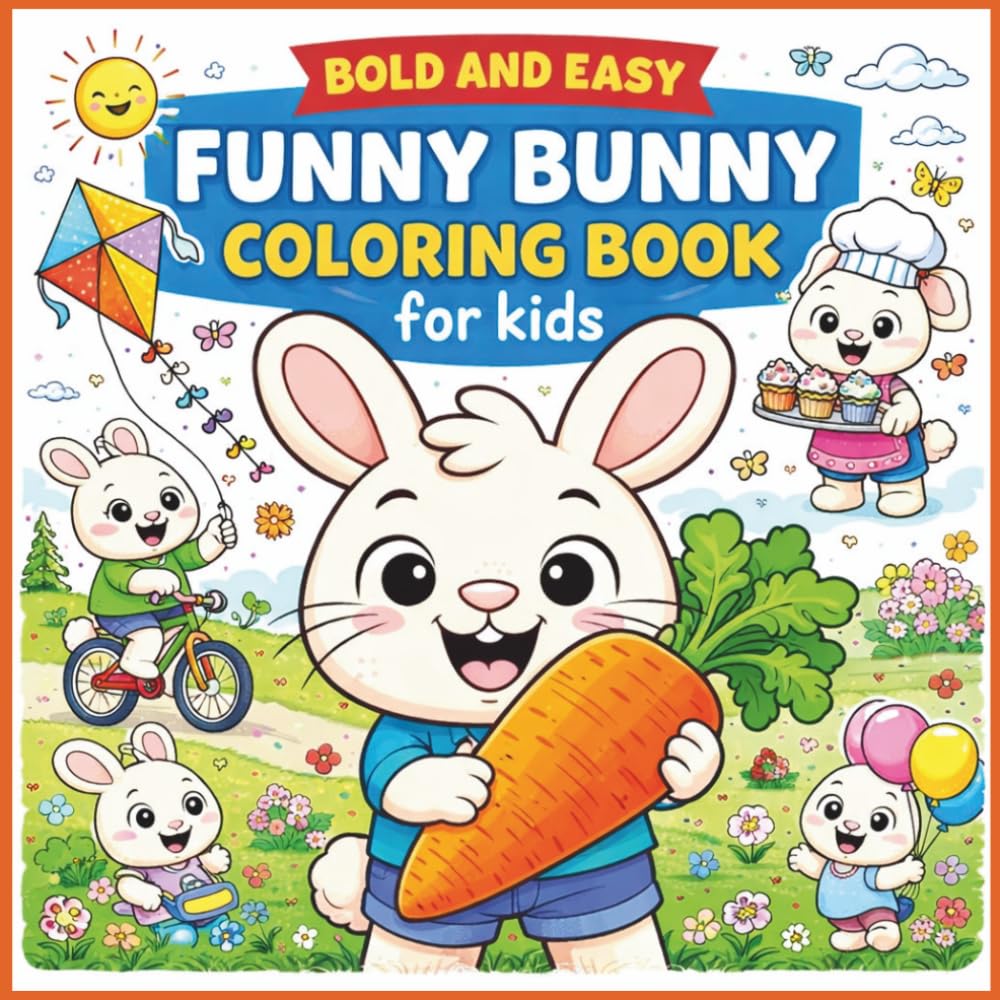 Bold and Easy Funny Bunny Coloring Book for Kids: Cute, Silly & Fun Bunny Designs for Toddlers and Kids Ages 3–8