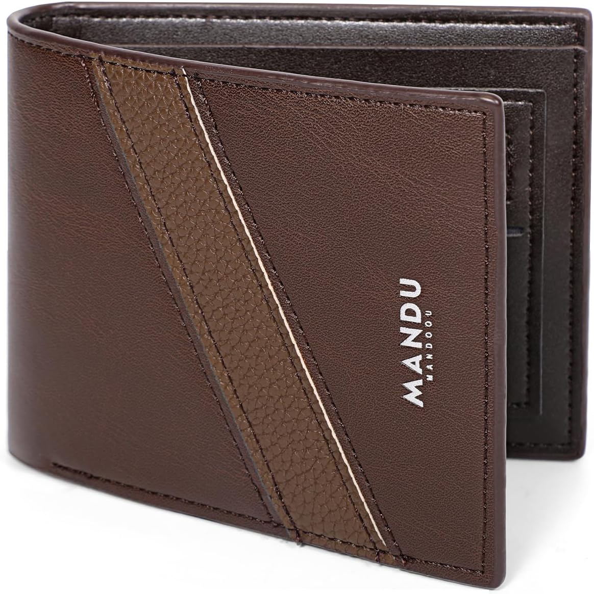 Leather Bifold Wallet for Men,RFID Blocking with 1 ID Window & 7 Card Slots, Durable for Daily Carry (Black) - Image 4