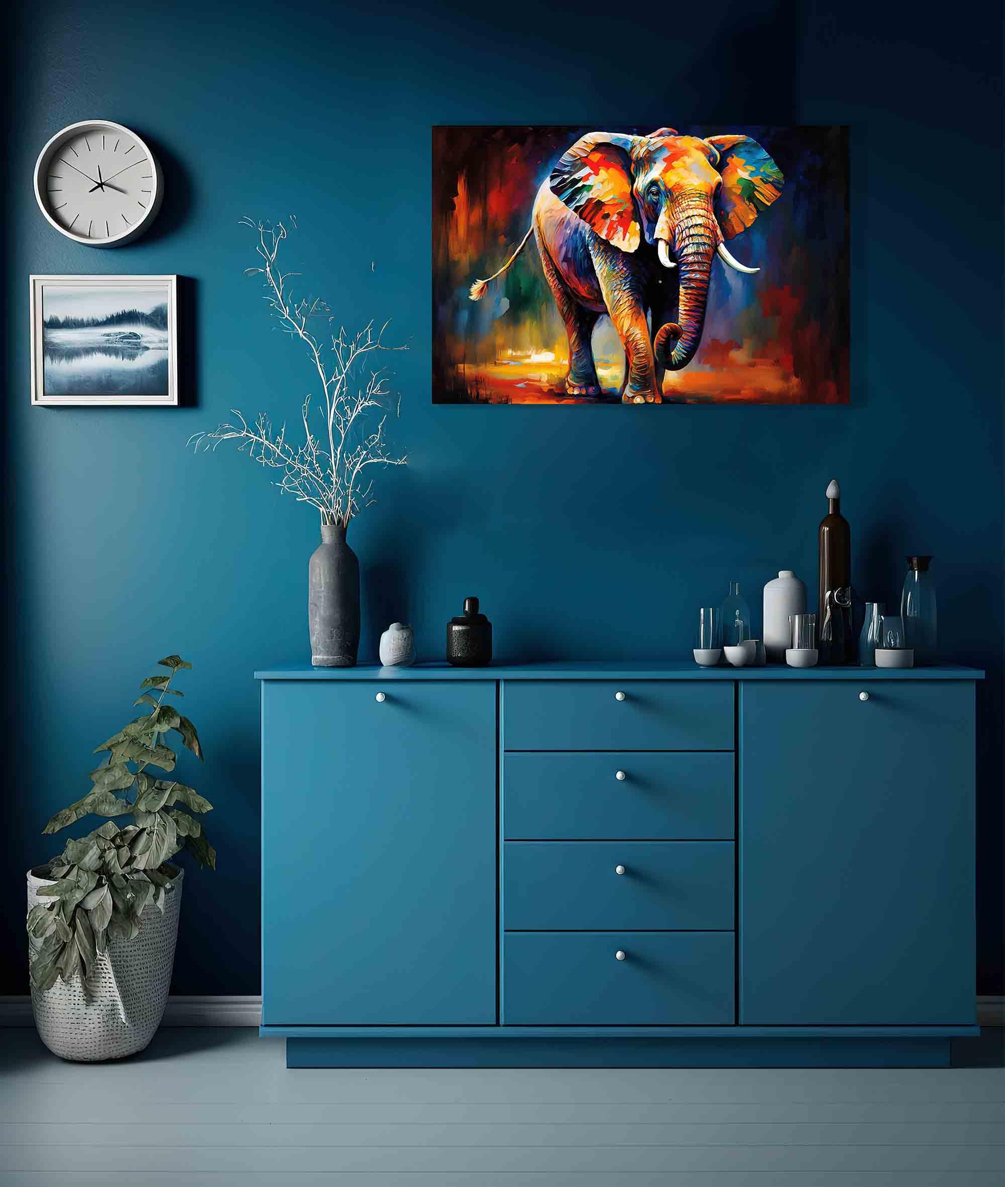 Stampa Su Tela Quadro Elefanti Nella Foresta - Arte Moderna Da Parete 40x30 Cm - Decorazione Casa Con Animali Selvaggi - Tela 260GSM Su Telaio In Legno Di Pino