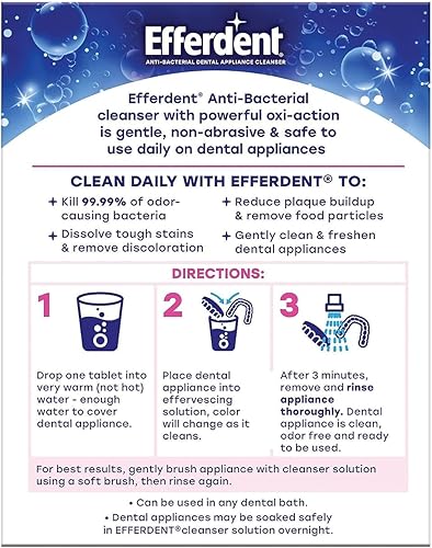 Miniatura 2 de Efferdent Tabletas limpiadoras y retenedoras dentales y baño dental, 4 tabletas (paquete de 2)