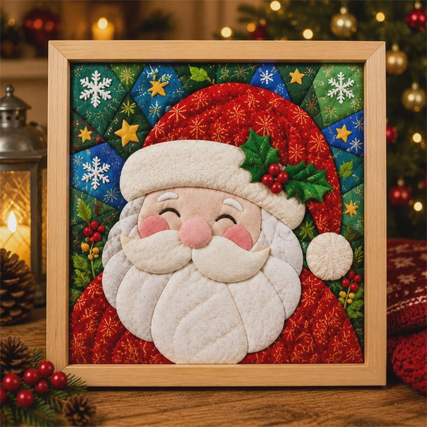 Kit Di Pittura Artistica Su Stoffa Natalizia Fai Da Te, Set Di Ricamo Su Stoffa Fai Da Te Con Cornice e Strumenti, Kit Per Principianti Di Pittura Natalizia, Artigianato Per Rimboccare Strati