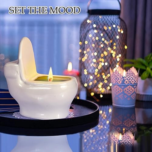 Miniatura 8 de Velas perfumadas, la vela de aromaterapia con sabor a jazmín es de 6 onzas, se quema durante más de 42 horas, forma de vela de diseño de inodoro,