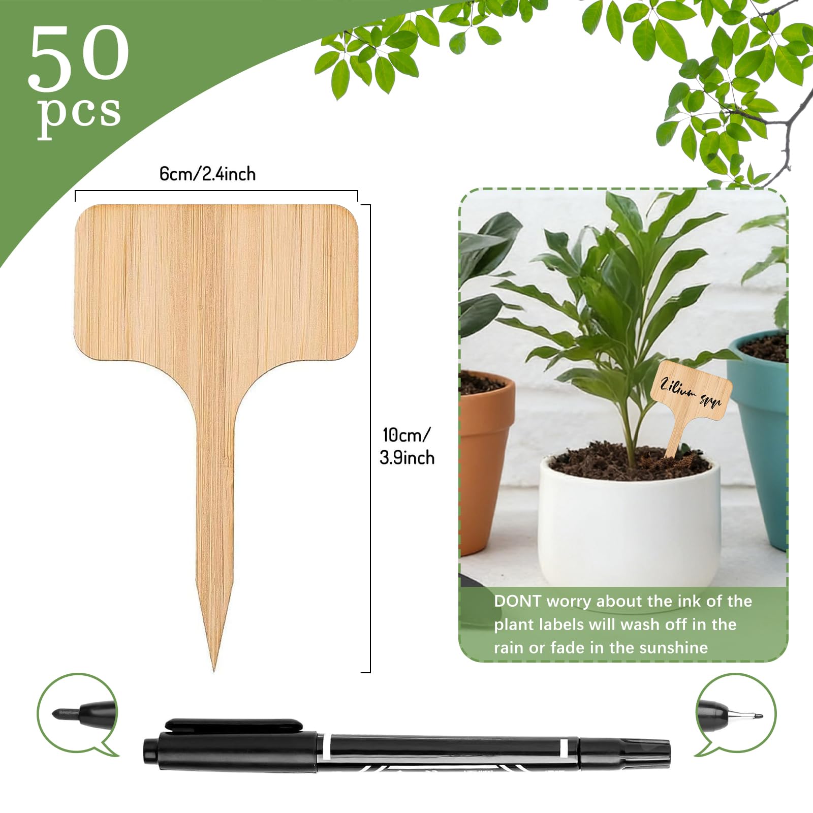 Page & Plant 「Made In Japan 」NO.50 Amazon.com: Whaline 50Pcs Bamboo Plant Labels with A Marker Pen, T