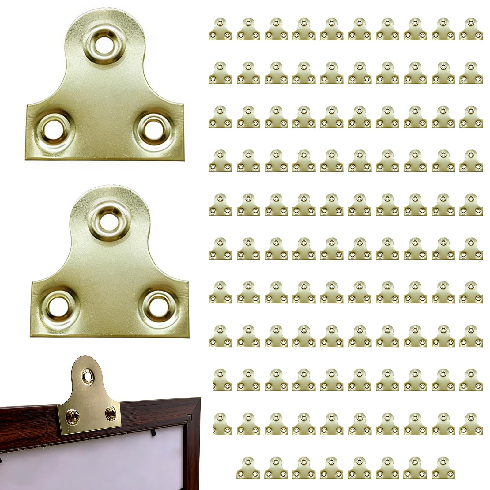 120 PCS Picture Hanging Plates, Iron Mirror Brackets 32mm Fixings Plate Hangers for Mounting Shelves Cabinets Signs