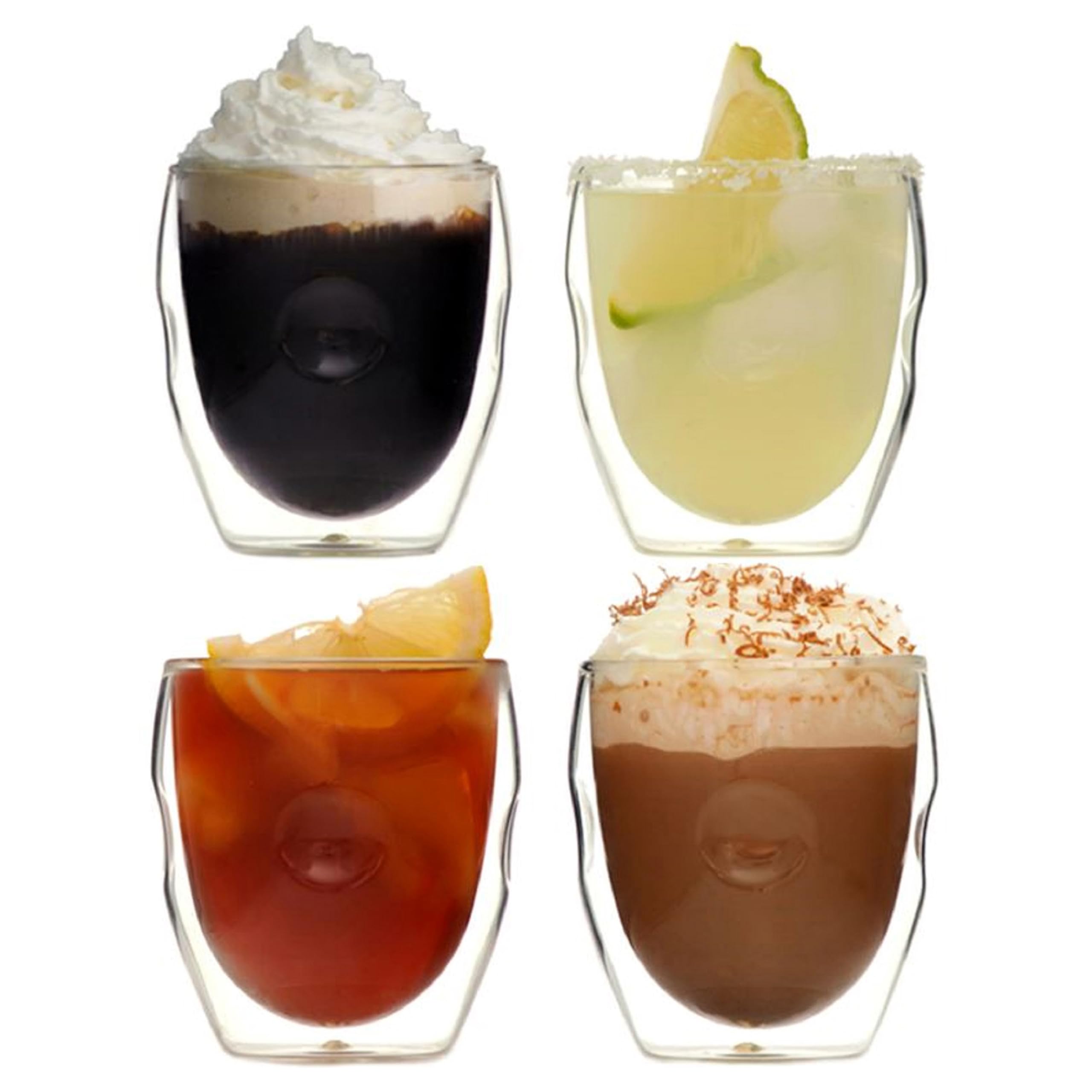 Moderna Artisan Series Double Wall 8 oz Beverage Glasses - Set of 4 Drinking Glasses