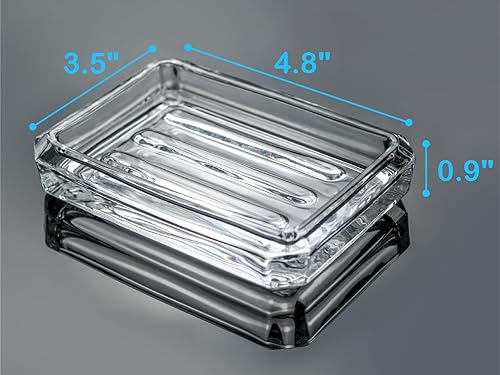 Miniatura 5 de Jabonera de vidrio transparente, soporte para jabón pesado para baño, fregadero y cocina