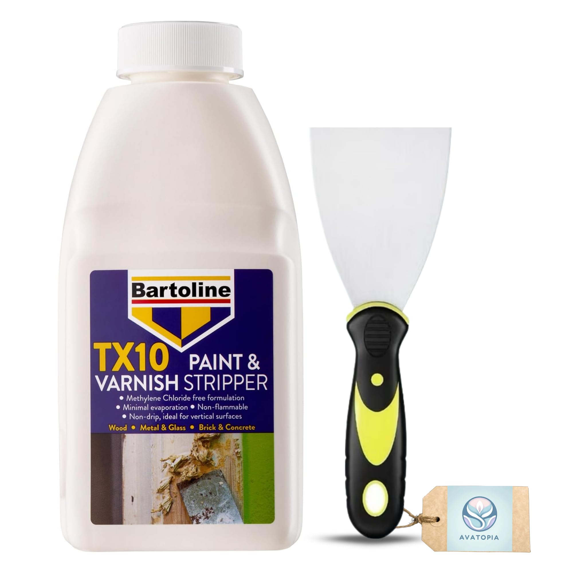 TX10 Paint Stripper Wood & Metal Set 500ml with 3" Flexible Tool | Extra Strong Varnish Remover for Wood, Paint Stripper Metal, Wood Stain Remover