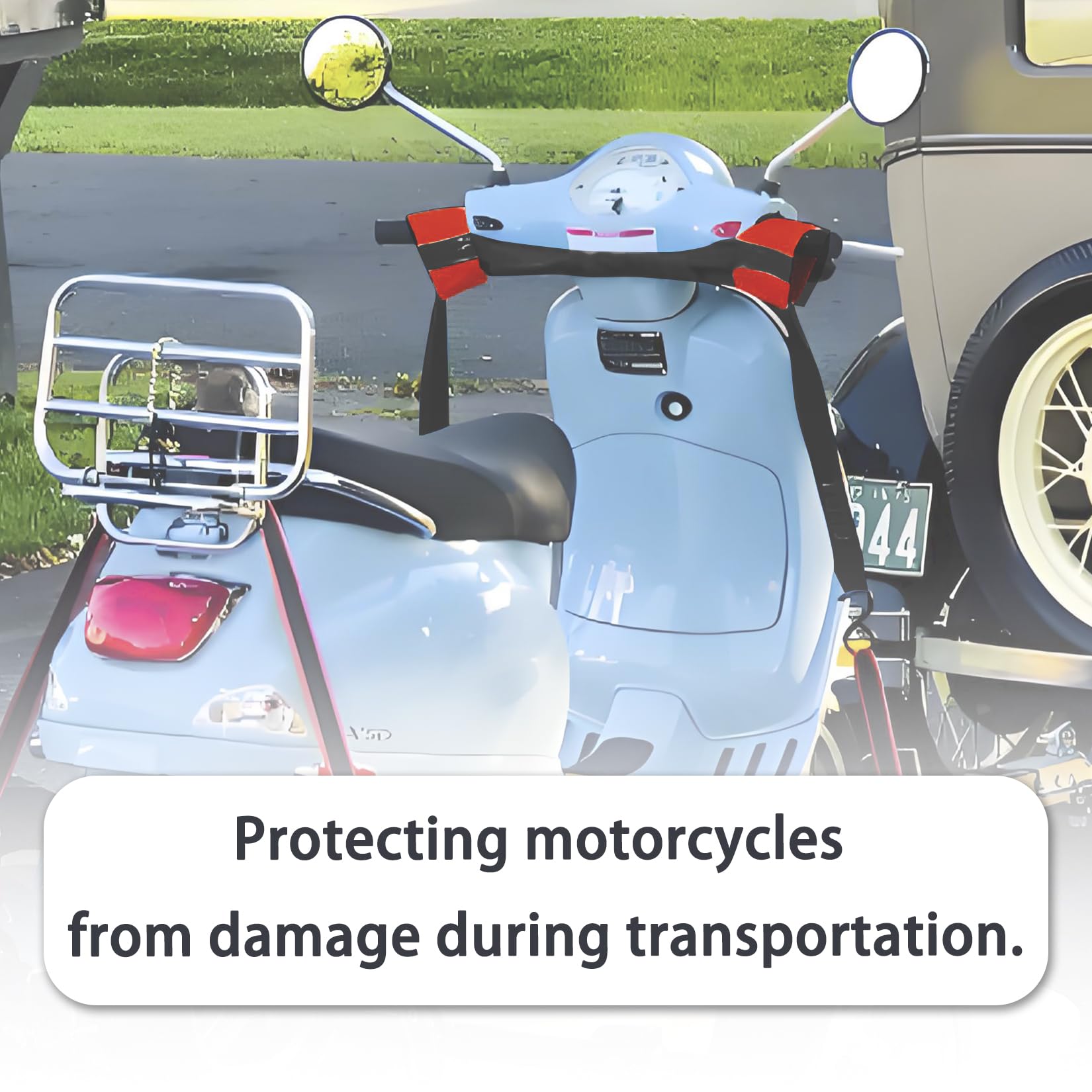 Universal Biker Bar Handlebar Strap - PSLER Bar-harness II Universal Loop Handle Bar Motorcycle Tie Down Straps handle belt for Motorcycle Handlebar Trailer, Dirt Bike, Dirt Bike, Red