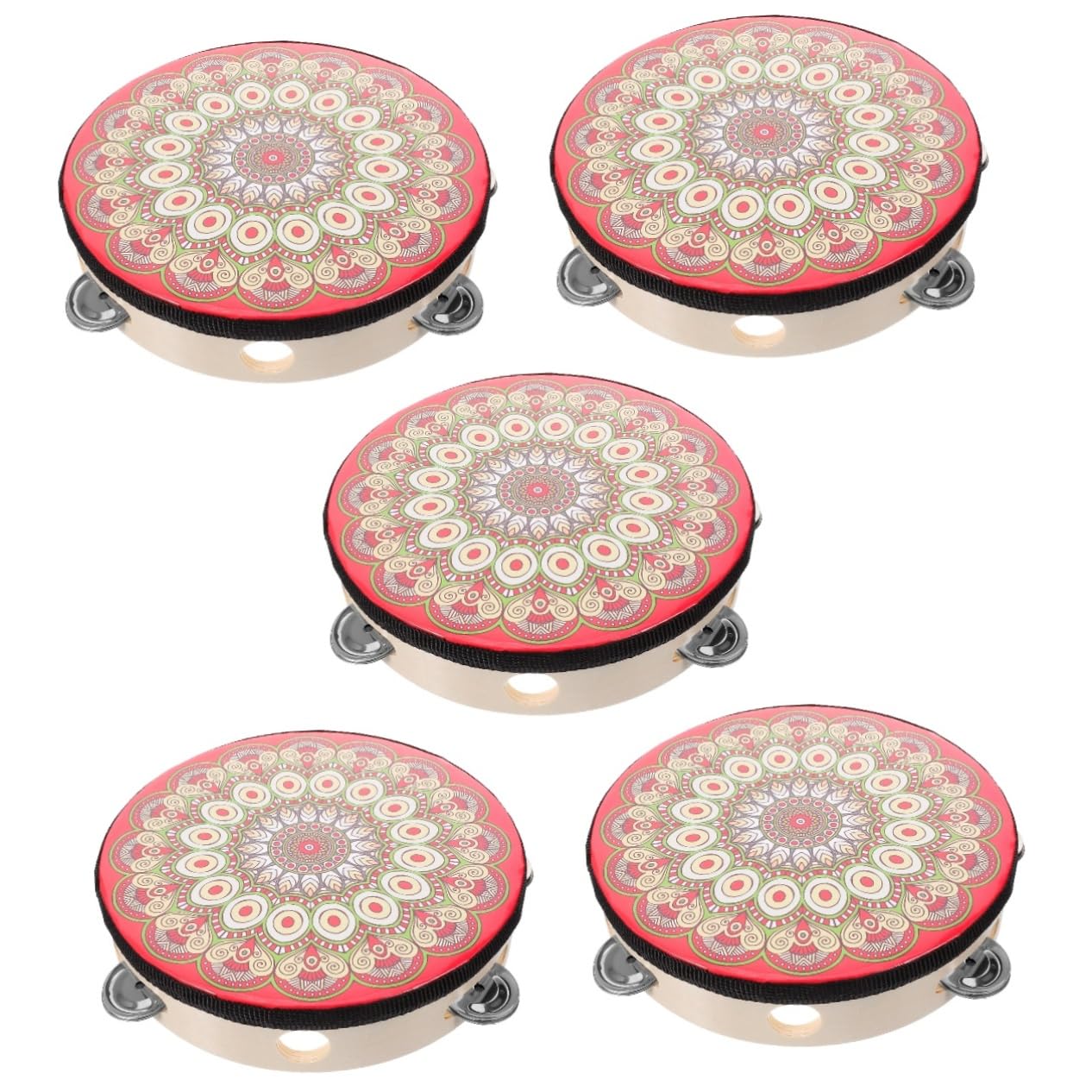 ibasenice 5piezas Tambourine De Madera Para Percusión Instrumento Musical Portátil Para Actuaciones y Prácticas Diseño Único y Ligero Para Adultos y Jóvenes