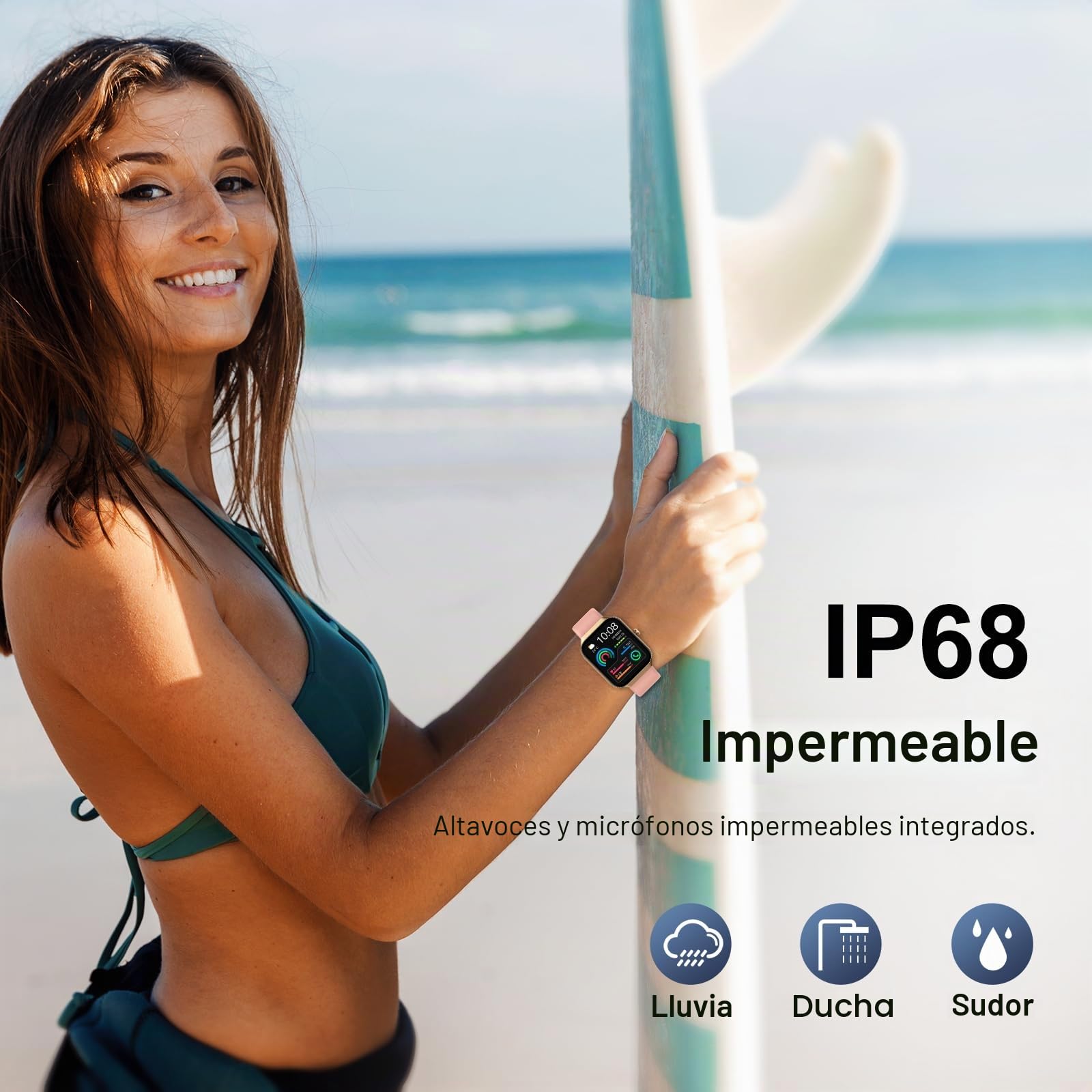 Jugeman Reloj Inteligente Hombre Mujer, 1.96" Pantalla Táctil Smartwatch con Llamada Bluetooth, 113+ Modos Deportivos, Pulsera Actividad Impermeable IP68 para Android iOS