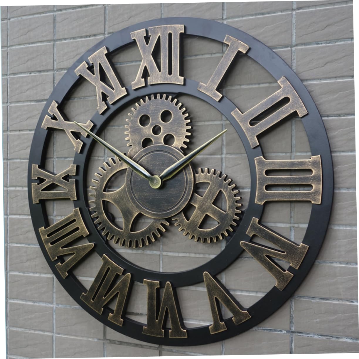 PRETYZOOM Reloj De Pared Industrial Diseño De Engranajes Retro y Decorativo Sin Dorado