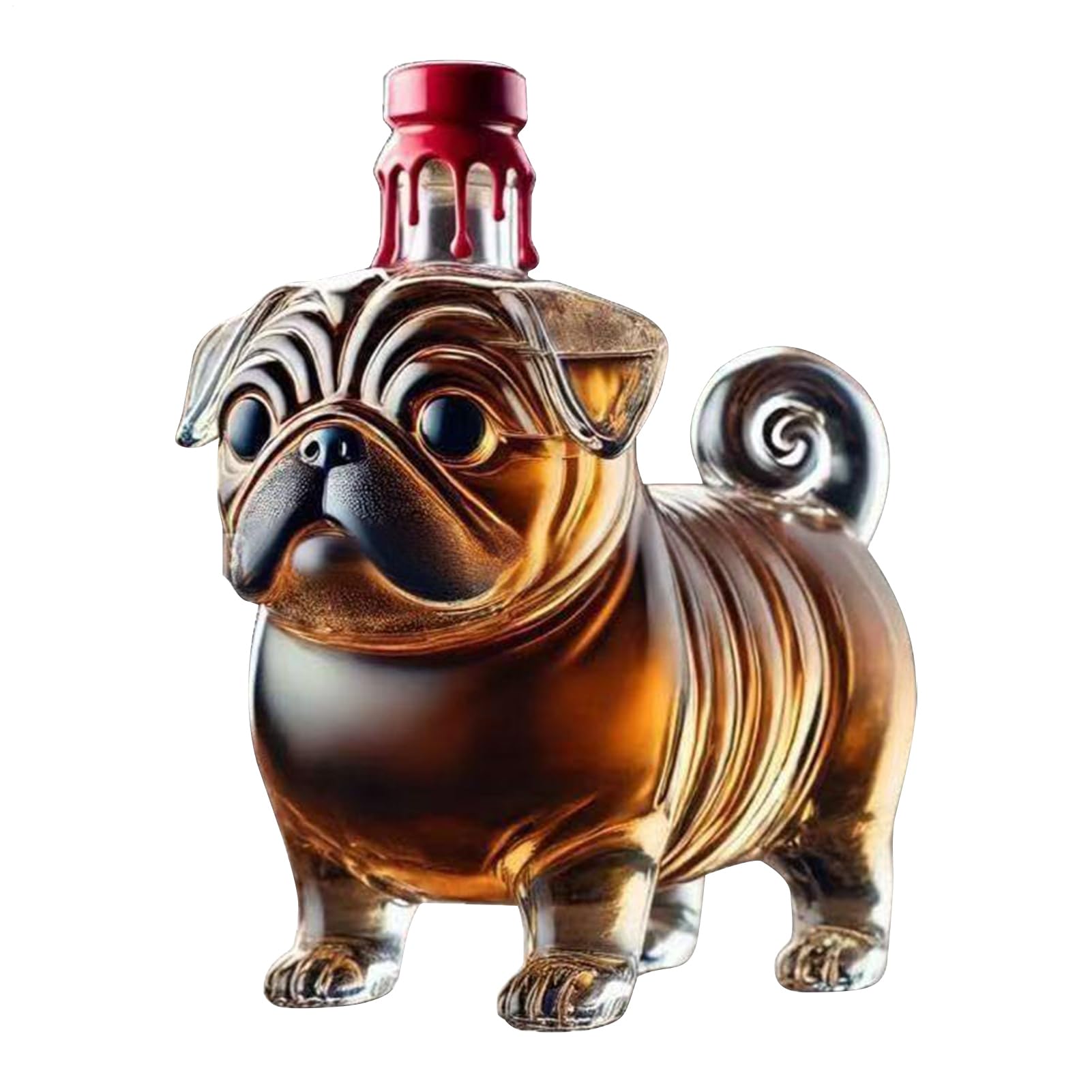Jarra de licores con diseño de pug en vidrio soplado para whisky y brandy