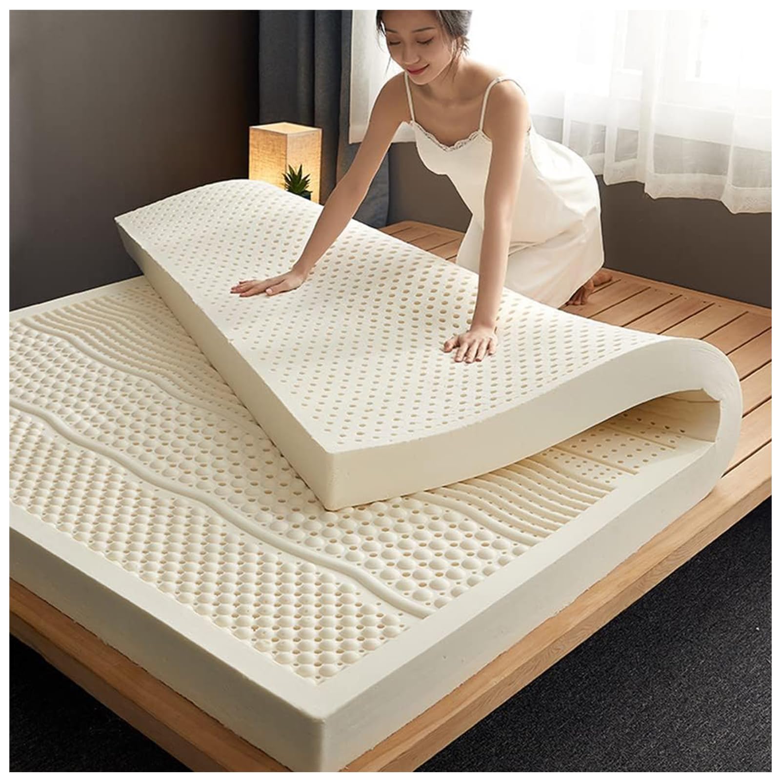 Lattice naturale per hotel e famiglia, copertura biologica da 7,6 cm, per letto doppio/matrimoniale/queen/king size, 135 x 220 cm, caratteristica per il massimo comfort