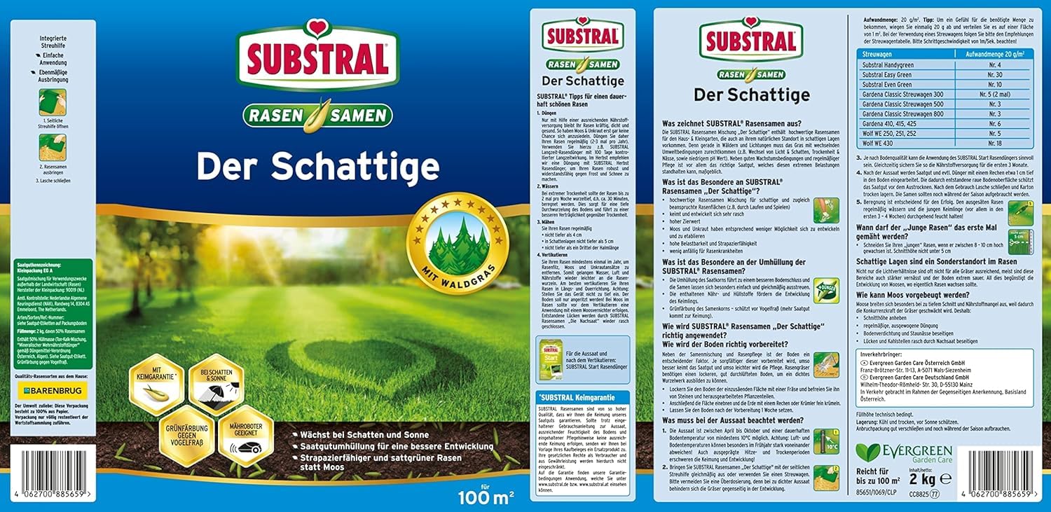 Substral Rasensamen Der Schattige Schattenrasen Premium Rasensamen für schattige Stellen 1kg für 50 m²