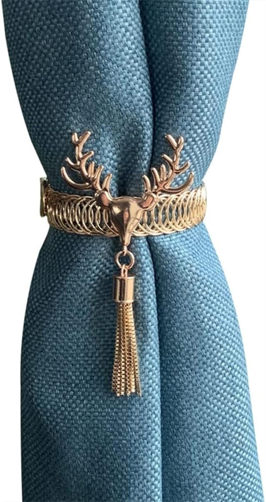 Embrasses de Rideaux en métal Extensible avec tête de cerf, embrasses de Rideaux, Crochets pour Rideaux pour la Maison(