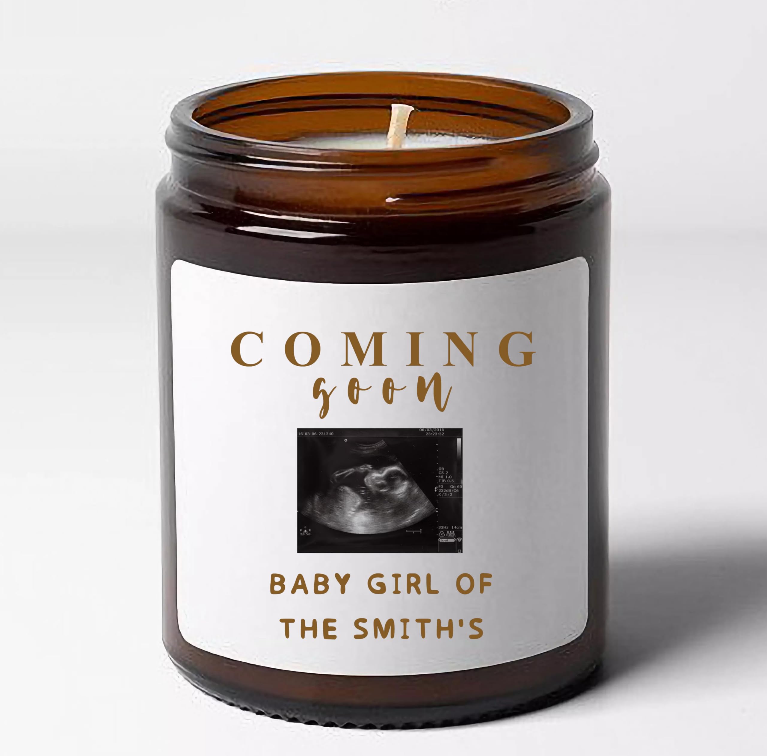 Coming Soon Personalized Candle for Friend, Women, Men, Mom, Dad, Sister, Coworker on Pregnancy Announcement, Baby is Coming Gift