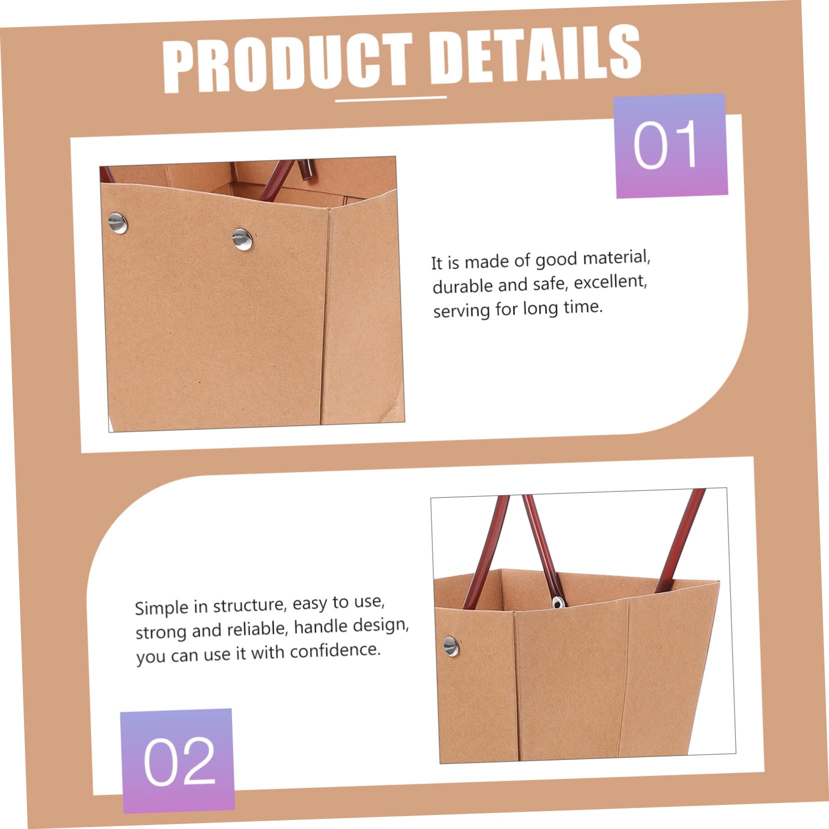 UTHCLO 10piezas Bolsa de Papel Kraft Gruesa para Dulces Bolsa Práctica para Flores Portátil Suministros para Flores para Envolver Regalos para Fiestas