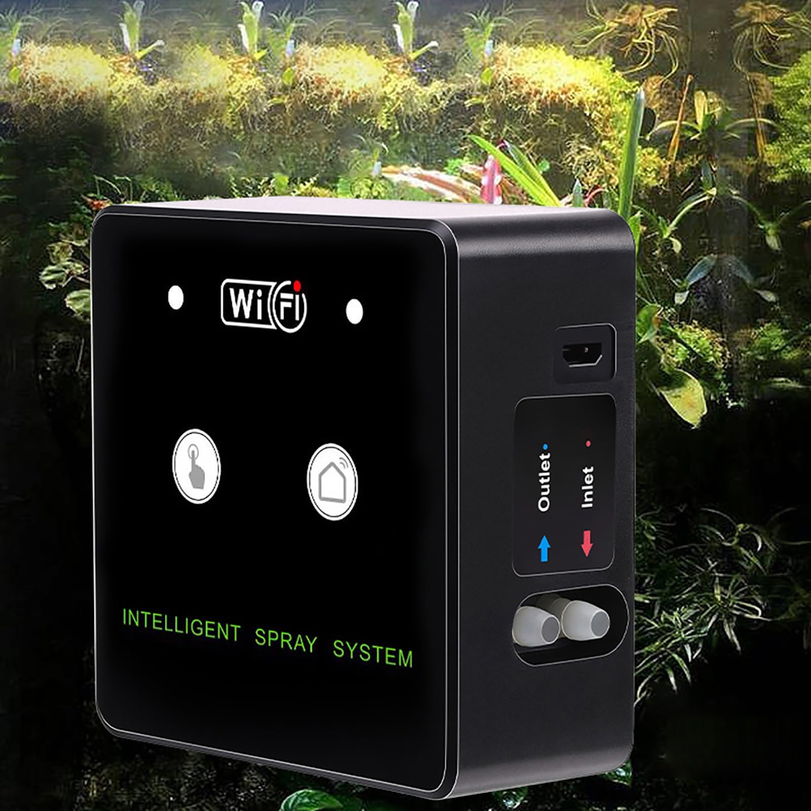 de nebulización para terrarios Wifi y kit de pulverización de humidificación para reptiles - Pulverizador automático con boquillas giratorias de 360 ​​grados - Control remoto por (5m 2 boquillas)