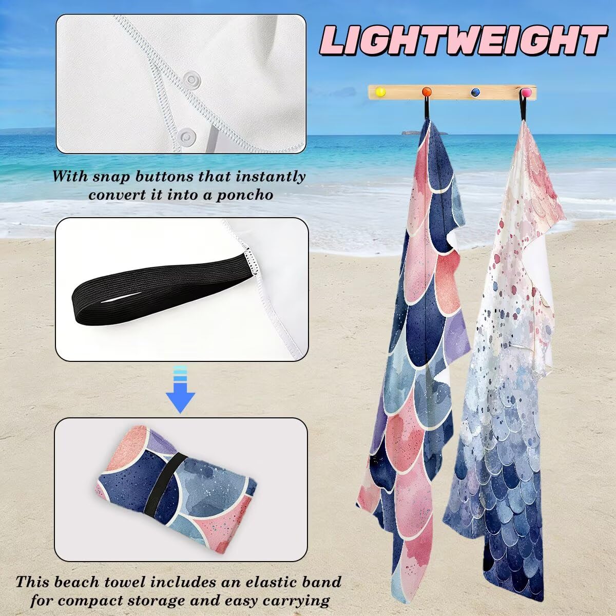 Toalla Playa 80x160 cm, Toalla Gimnasio Microfibra Secado Rapido, Juego de 2 Antiarena Toallas de Playa, Ligera Compacta Toallas Microfibra Grande para Viaje, Regalo Hombre Mujer (Geometría) -4515