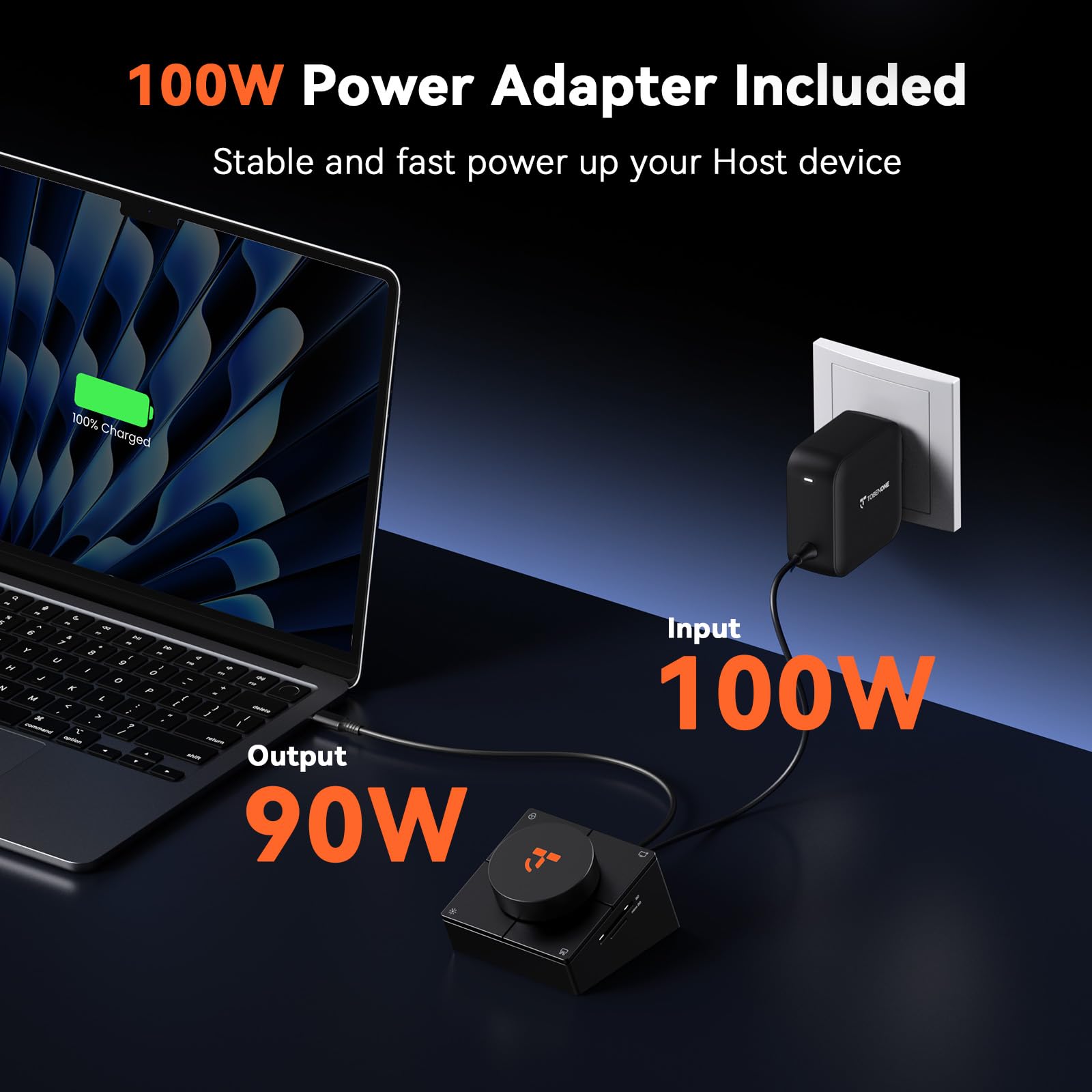 TobenONE Hub USB C 10 w 1 z klawiszami skrótów, pokrętłem głośności, HDMI 4K | 100 W PD, 3 USB, Ethernet, Audio, SD/microSD, stacja dokująca do laptopa MacBook, Windows, Chrome, iPad