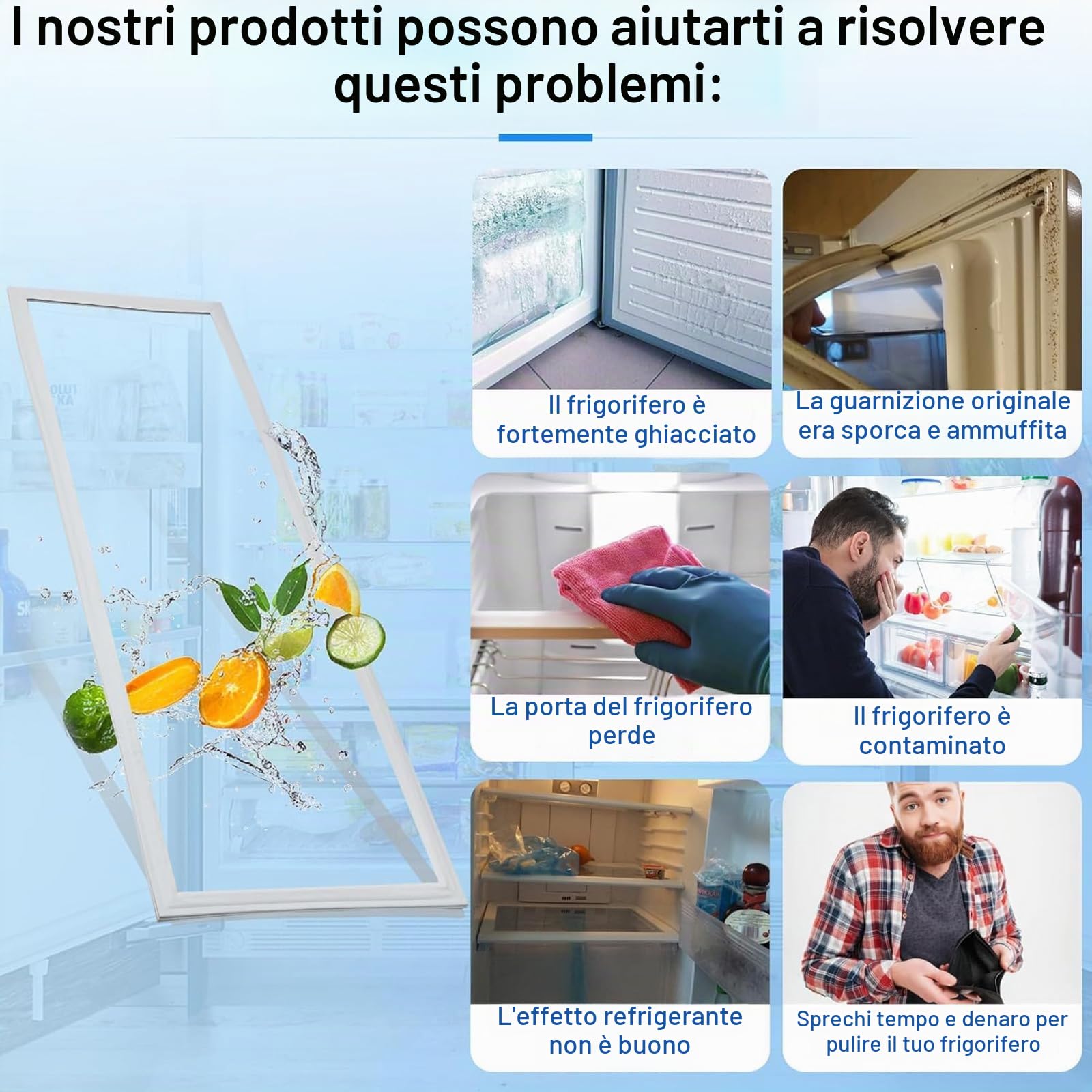 Guarnizione in Gomma per Porta frigo o Freezer, Comune a Tutte Le Marche e Perfettamente Personalizzata