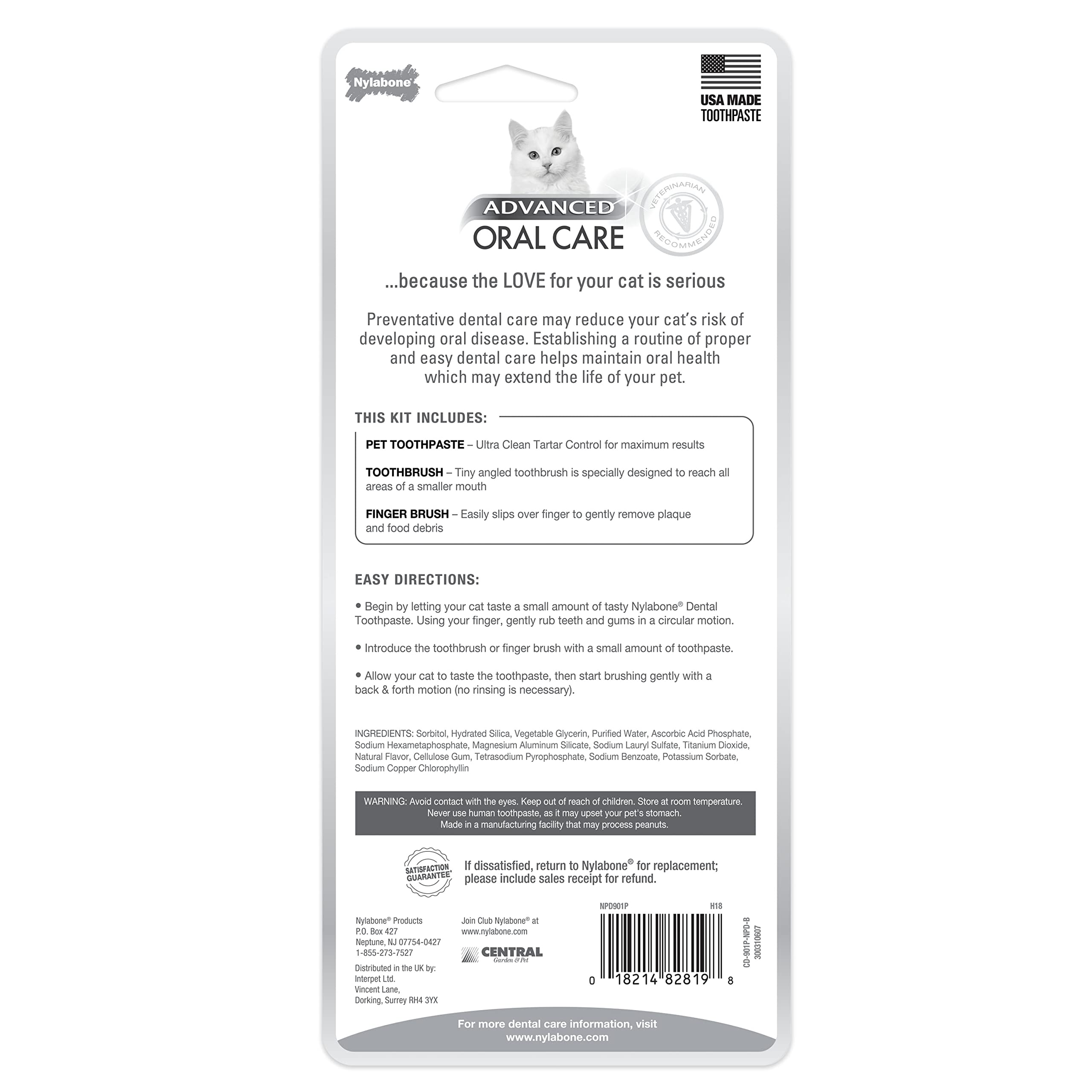 Nylabone Advanced Oral Care Cat Dental Kit Original (3 Count)