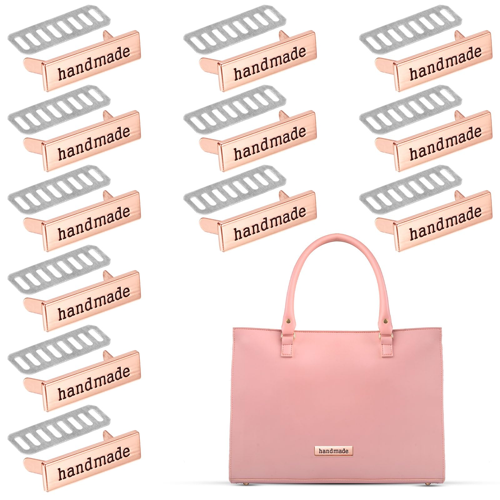 TIXIPEM 12PCS Metal Rectangle Tags Label 1.38 x 0.39 in, Rose Gold โ image 1
