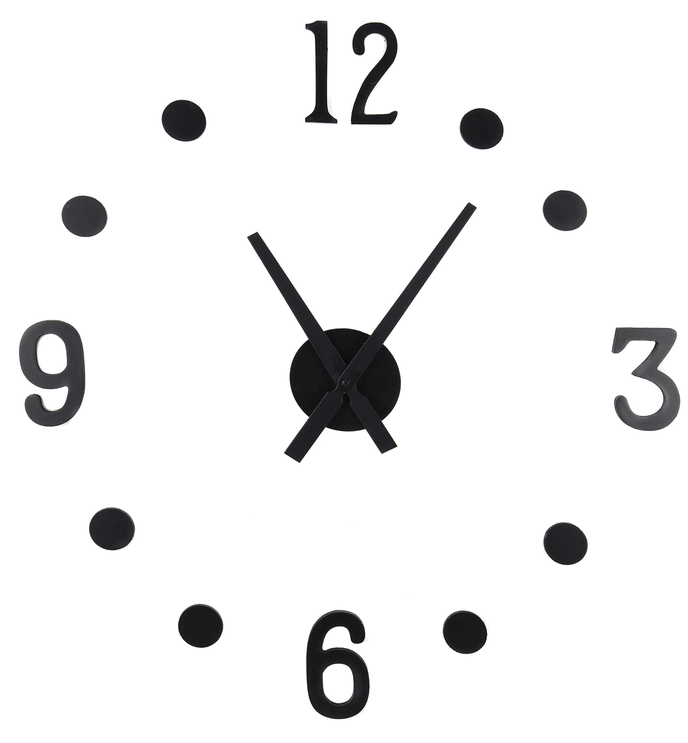 SHINE Wall Clock Black Battery Operated DIY 13Pcs Real Clock for all smooth surfaces.
