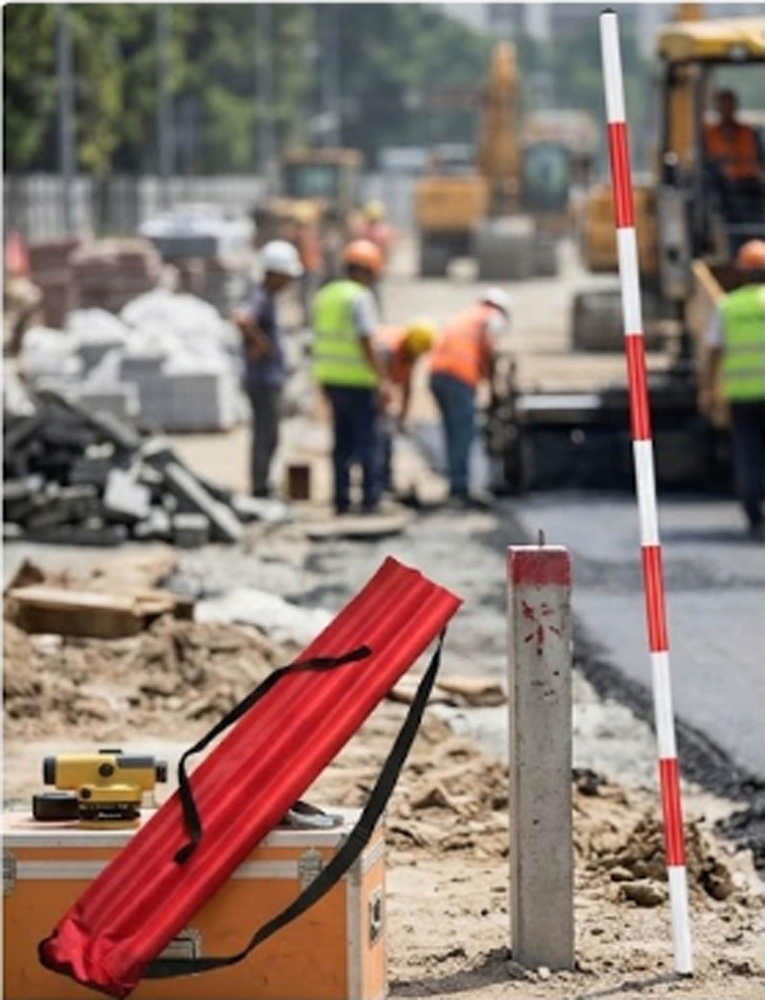 Asta di rilevamento, Asta prismatica in Alluminio smontabile per tracciamento in Cantiere, picchettamento Stradale, rilievi topografici - Strumento Essenziale per i Professionisti