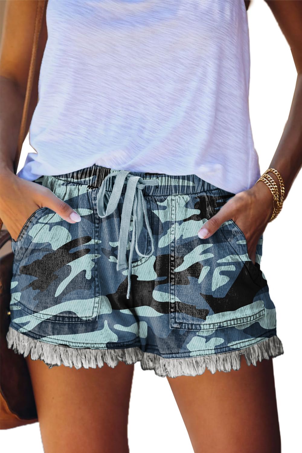 YOCUR Womens Casual Shorts,Lightweight Trendy Comfy Cute Drawstring Shorts