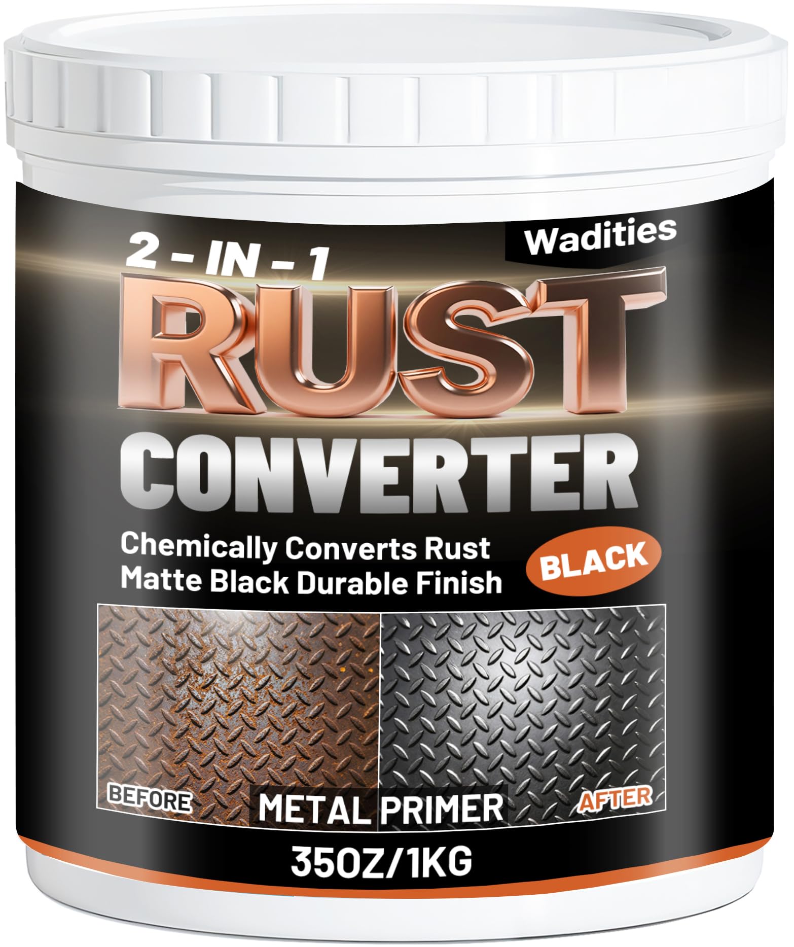 2-in-1 Rostumwandler & Metall Grundierung, 1L Mattschwarze Rostschutzfarbe für Metall, Ultra Auto Rostentferner & Versiegelung, Langlebige Hitzebeständig Rost Reparatur Set für Industrieanwendungen