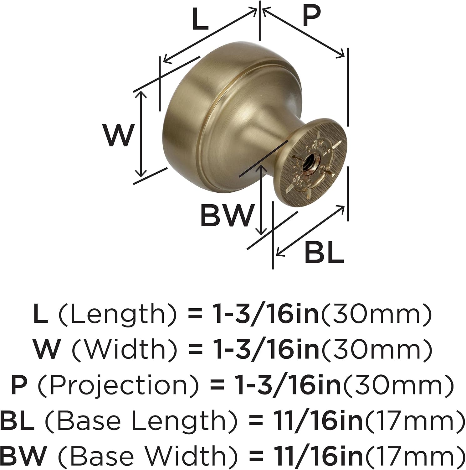 Amerock | Cabinet Knob | Golden Champagne | 1-3/16 inch (30 mm) Diameter | Highland Ridge | 1 Pack | Drawer Knob | Cabinet Hardware