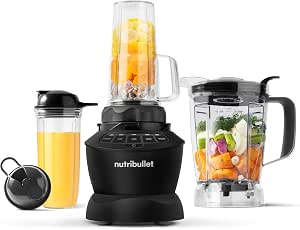 NutriBullet Full-Size Blender Combo, 1200W, 64oz Pitcher & 32oz Cup, Easy Cleaning, Matte Black