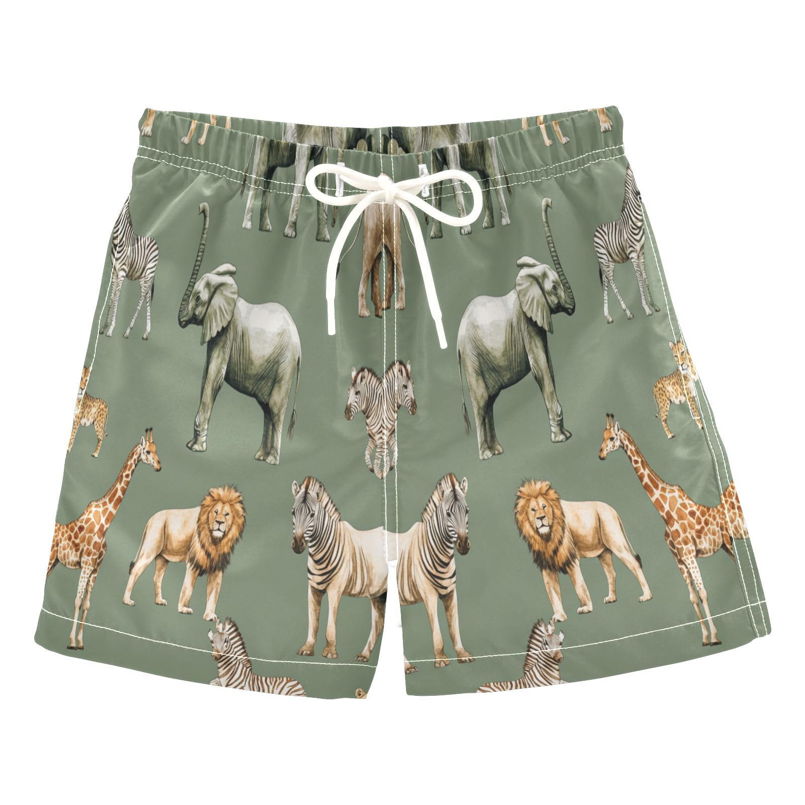 Jucciaco Boys Beach Board Shorts Animal Zebra Elephant Swim Trunk Teen Swimwear