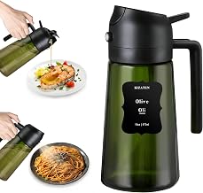 Pulverizador de Aceite 470 ml de Vidrio,Dispensador y Spray de Aceite 2 en 1,Pulverización Fina,Reutilizable,para Cocina,Freidora de Aire,Ensaladas y Parrillas