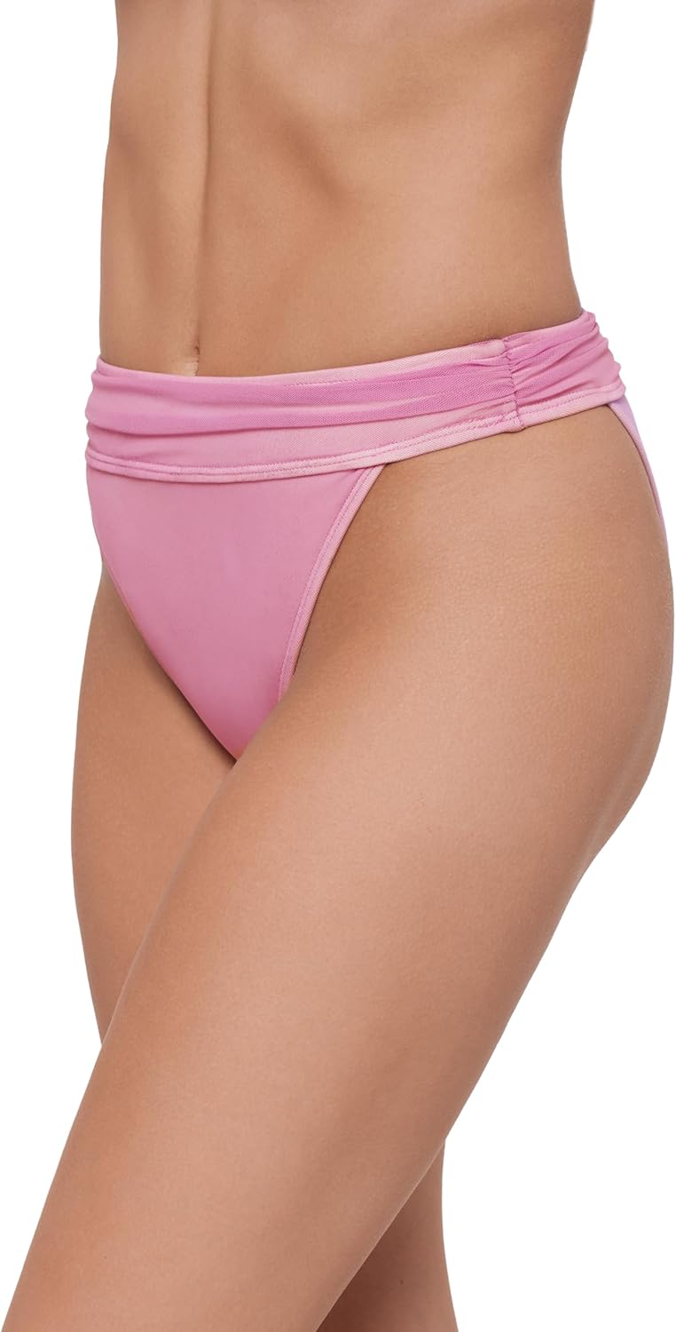 Steve Madden Womens Banded High Leg High Waist Bikini Bottom with Flirty Coverage - Image 2