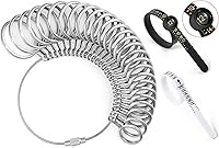 Bflaae Ring Sizer Kit: 27PCS Stainless Steel Sizes 0-13 Half, 2 Reusable Tapes w/ Magnifier US 1-17 Jewelry Measurer
