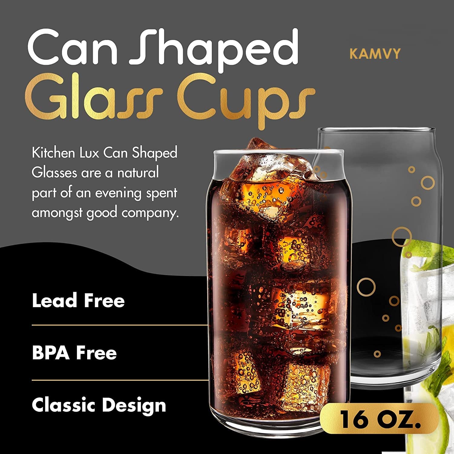 Kamvy Drinking Glasses with Glass Straw Set of 1, 500ml Beer Glasses Can Shaped Glass Cups, Tumbler for Cold Coffee, Smoothies, Juice, Soda, Any Drink and Any Occasion (Soda Can - 1) 2