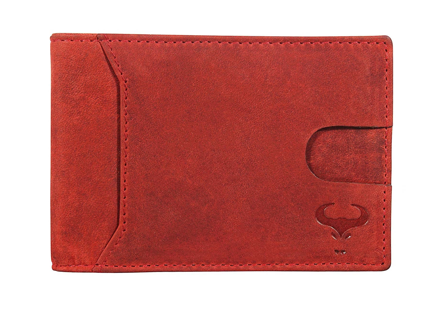 ALPHAHIDEGenuine Leather Money Clip Wallet, Front Pocket Leather Wallet for Men, RFID Blocking Money Clip Bifold Wallet, Men's Wallet Leather, Minimalist Card Wallet, Slim Wallet, Sale Clearance (Crimson Red)