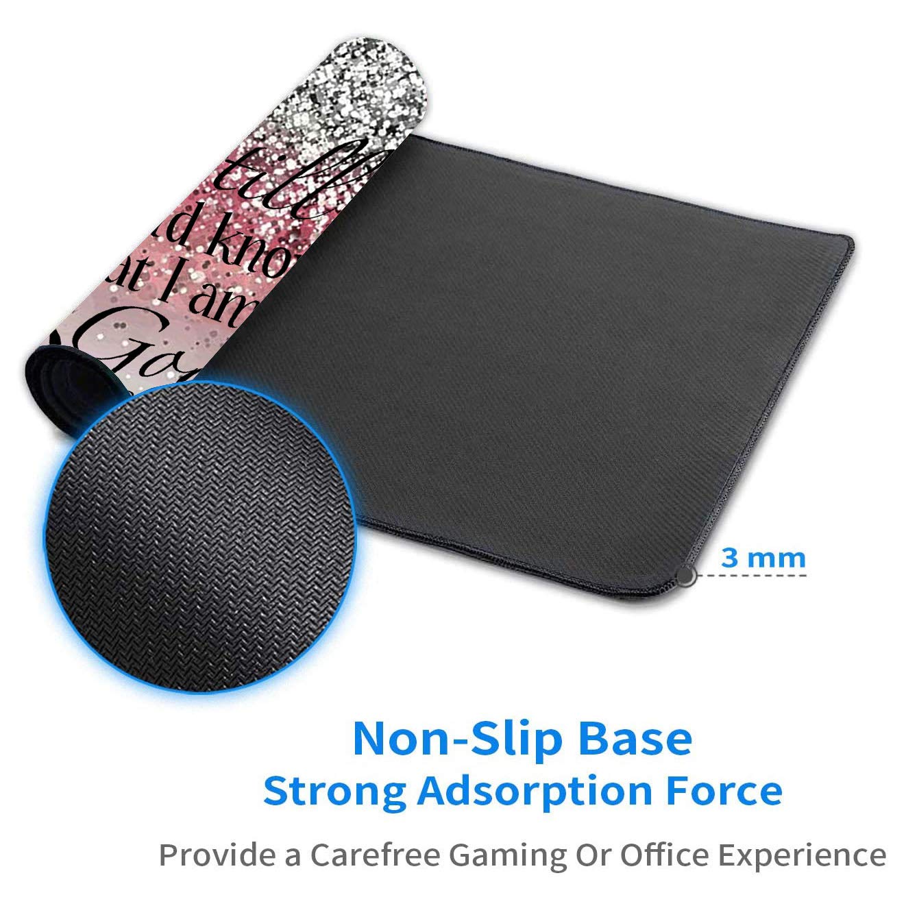 Large Desk Pad Gaming Mouse Pad, Desk Pad 31.5"×11.8" Waterproof Extended Mouse Pad With Stitched Edges, Suitable For Work And Home Office, With Coffee Cup Pad, Bible Verse Pink Sparkles Glitter 46-10