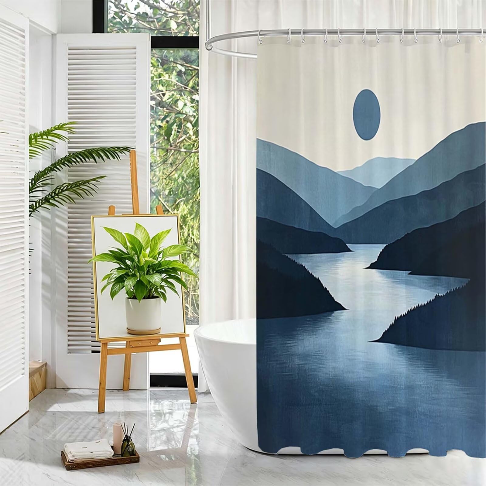 Tenda Doccia blu, Tende per Doccia Extra Lunga 200x250cm L-72