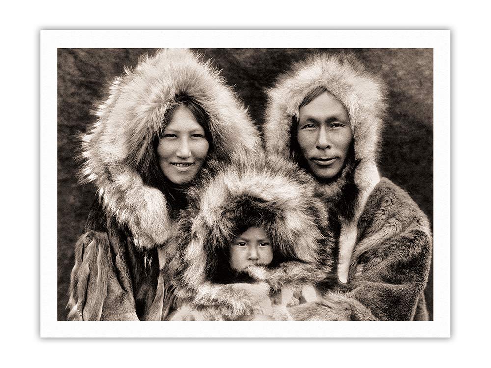 Eskimo Family Noatak Native, Alaska Vintage Sepia Toned Photograph