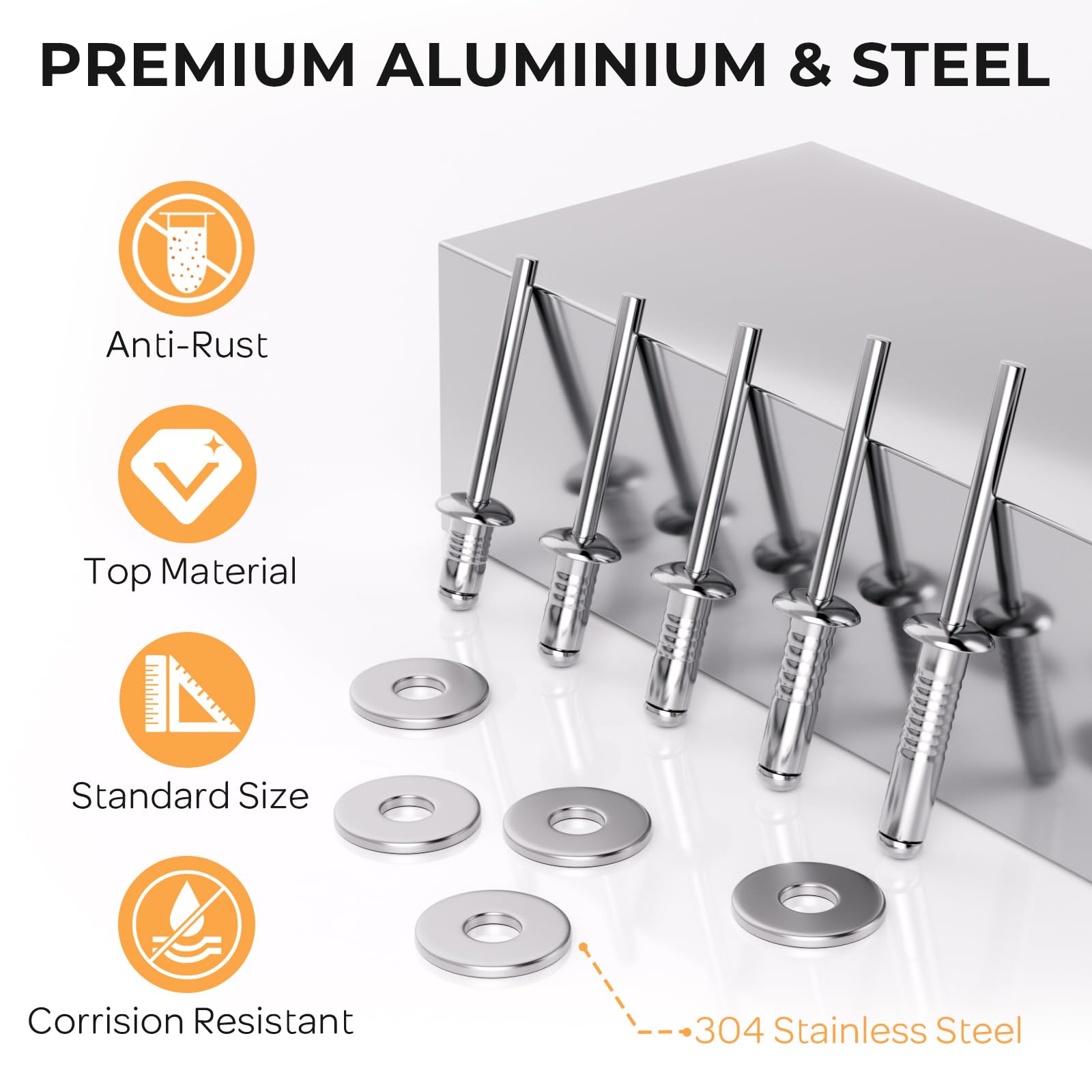 1000 Aluminum Pop Rivets Kit with Washers - DIY & Automotive -4