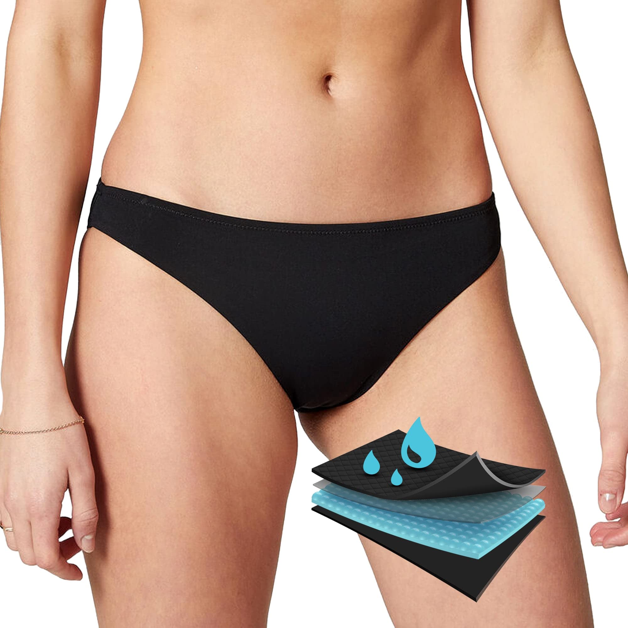 The Period People Traje de baño de época | Parte inferior de bikini negra a prueba de fugas | Parte inferior de bikini de natación para adolescentes, niñas, mujeres