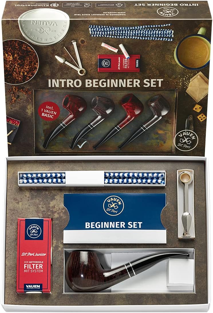 Vauen Pipe Smoking Starter Kit - Black and Bent Version