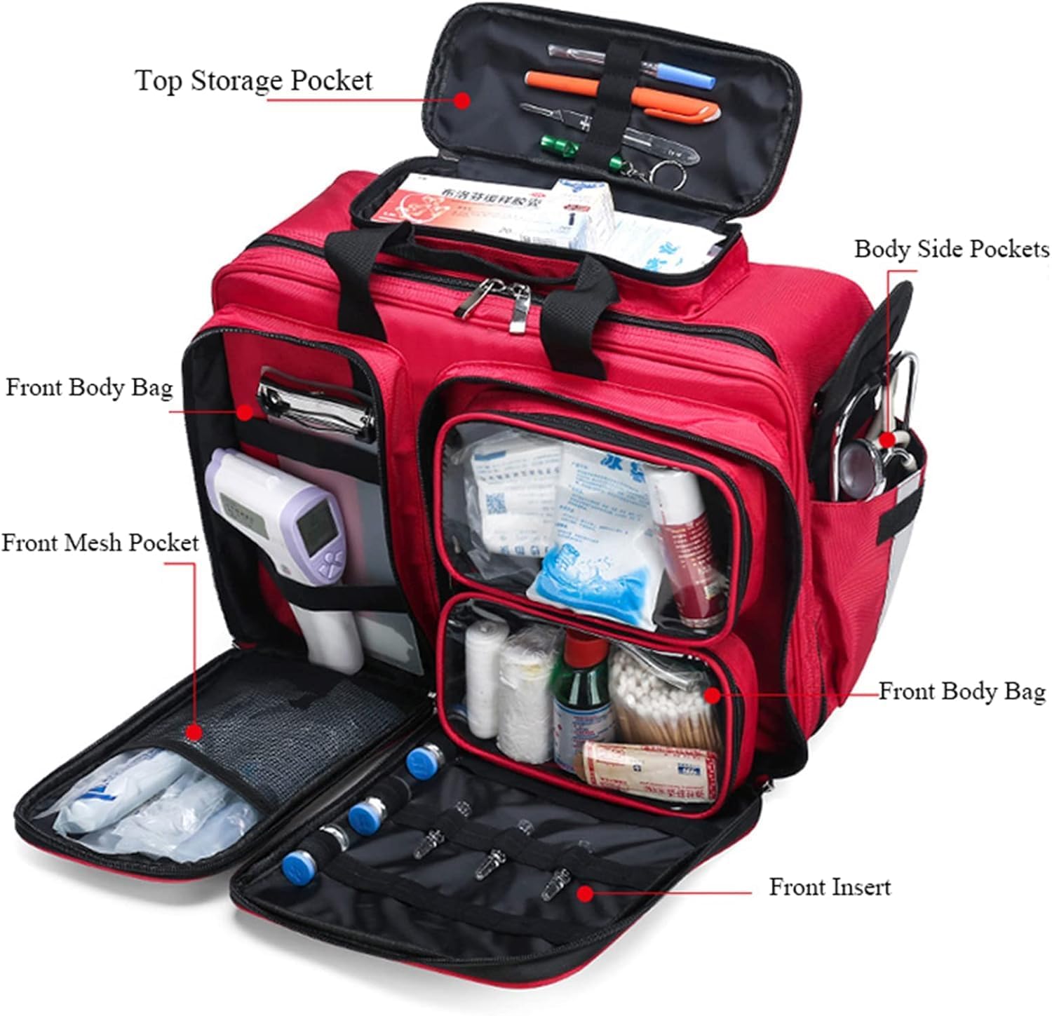 First Aid Backpack Bag Empty Emergency Responder Trauma Bag Empty, Professional Large First Aid Bag, First Aid Bag(Army Green)