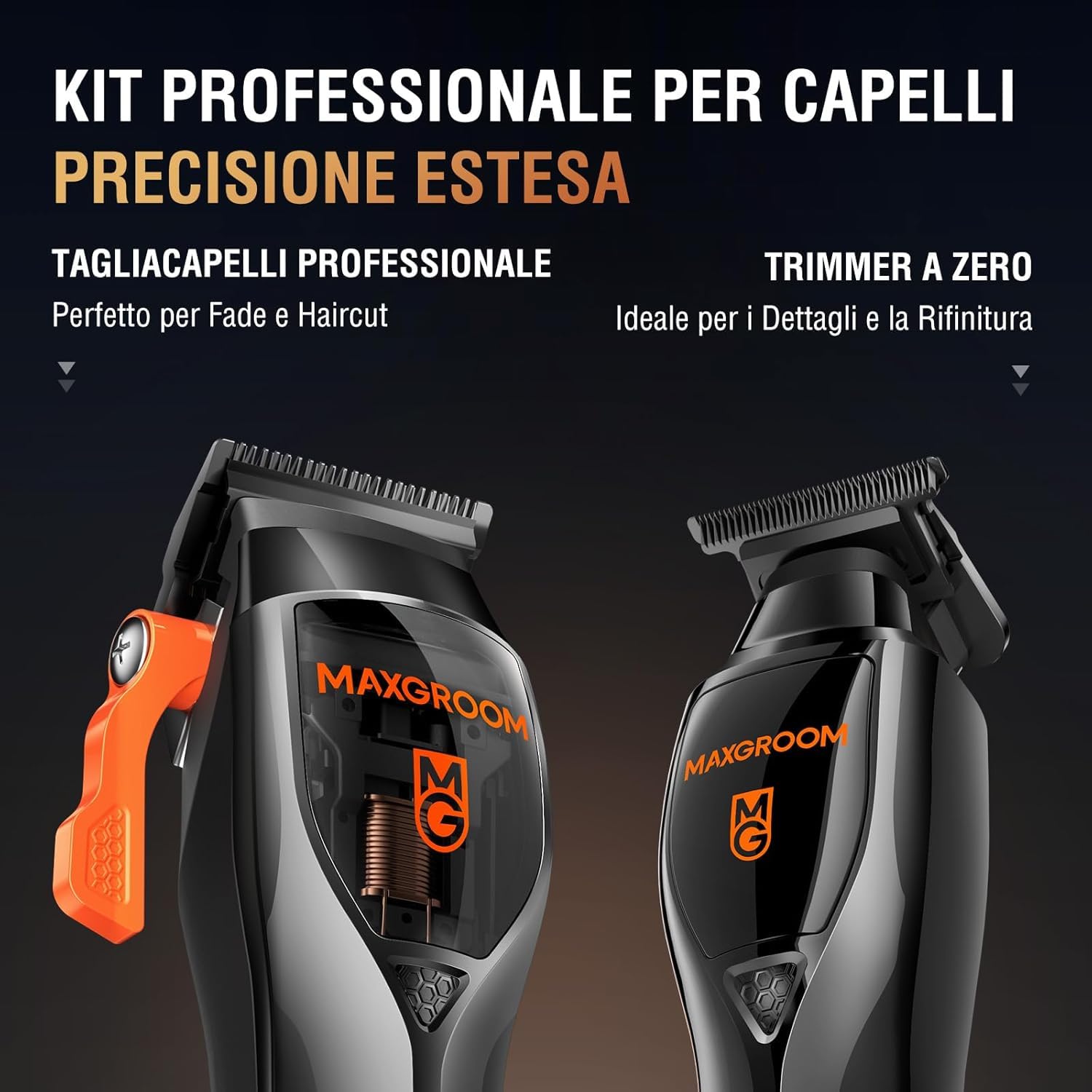 MAXGROOM Tagliacapelli Uomo Professionale, Macchinetta Per Capelli 9000 Giri/Min, Taglia Capelli Per Uomo Con Lame in Ceramica & Rivestite in Diamante, Rasoio Elettrico Capelli Uomo Wireless 63dB