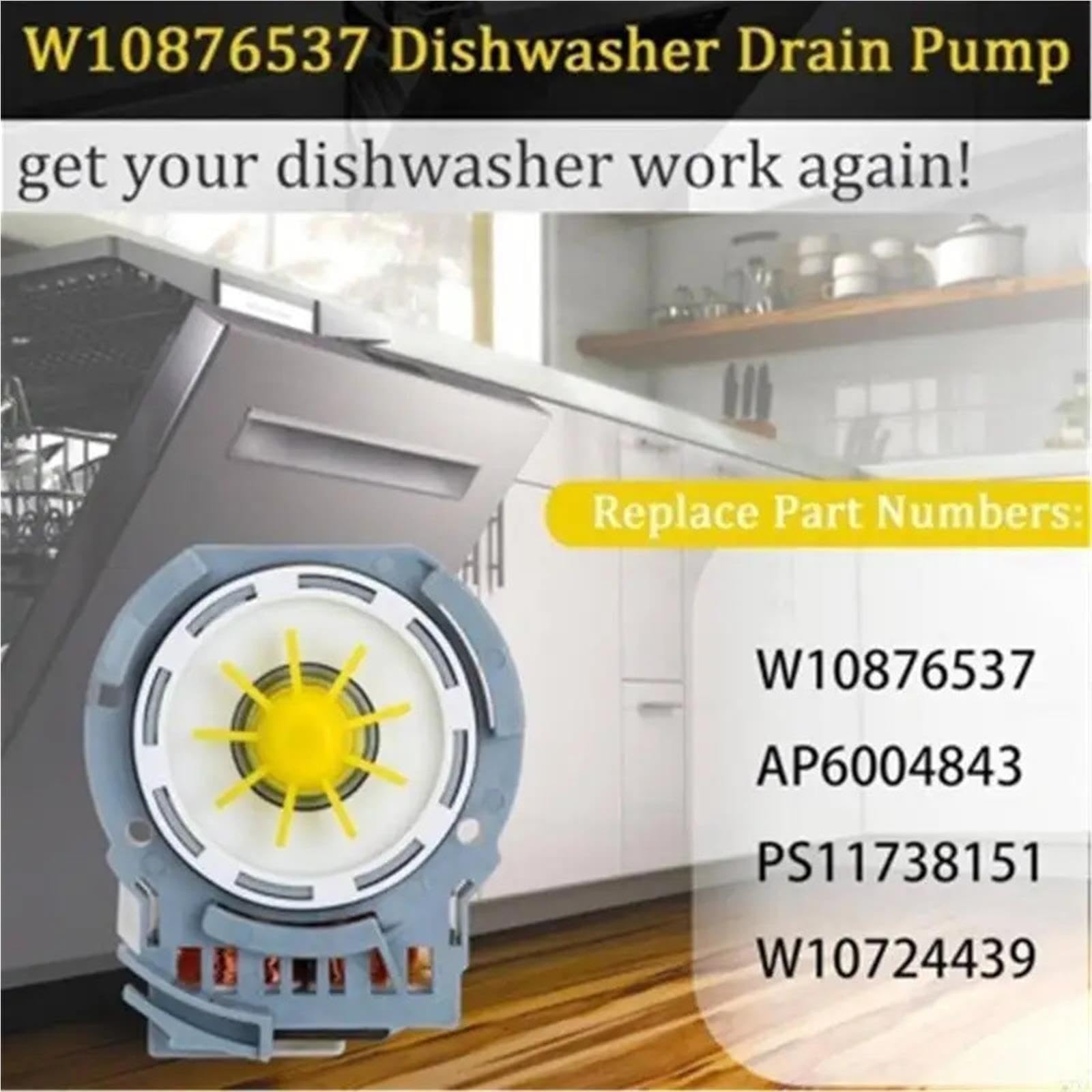 Bomba De Desagüe W10876537, Compatible Con KitchenAid KDTE234GBS1