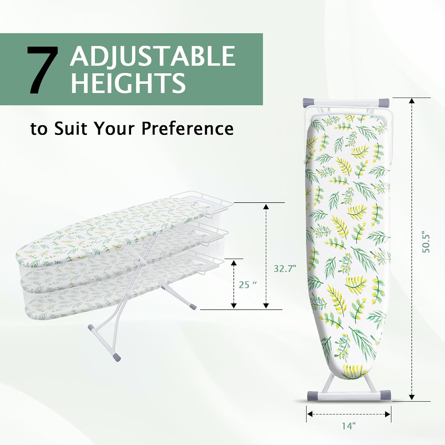 SheeChung 12x42 Inch Ironing Board Cover and Ironing Board with Iron Rest