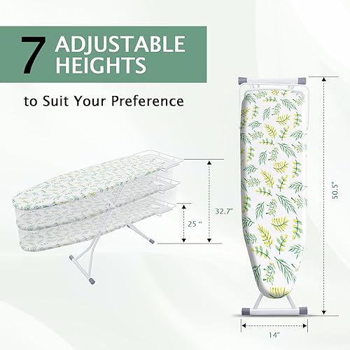 Miniatura 6 de SheeChung Tabla de planchar de 13 x 43 pulgadas, tabla de planchar plegable con soporte de hierro, tabla de planchar compacta para espacios